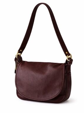 Vintage Coach Brown Leather Flap Shoulder Bag NYC Glove Tanned Leather Structure